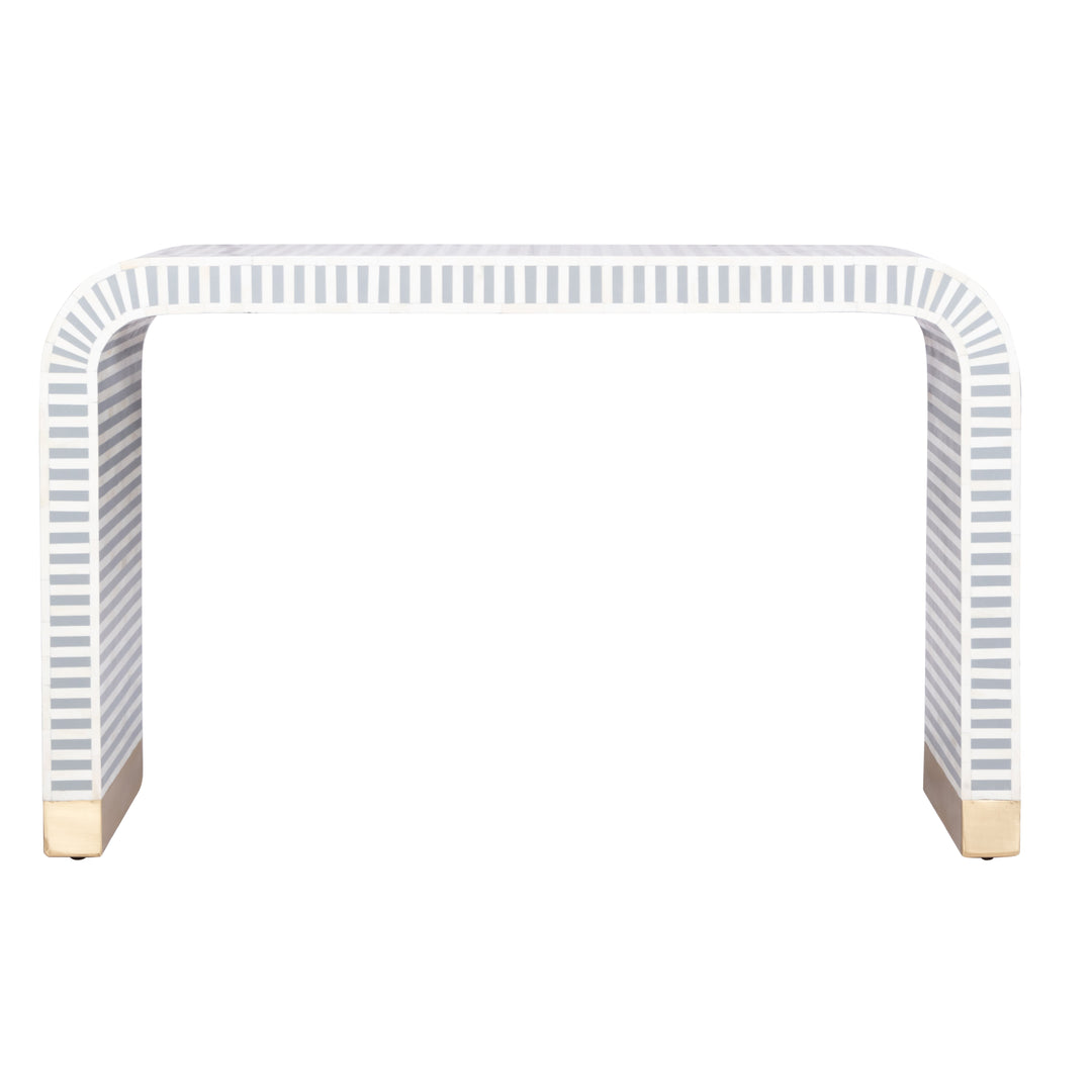 Bone Inlay Waterfall Hall Table or Side Table - Light Grey Lines - Abacus and Hunt LLC