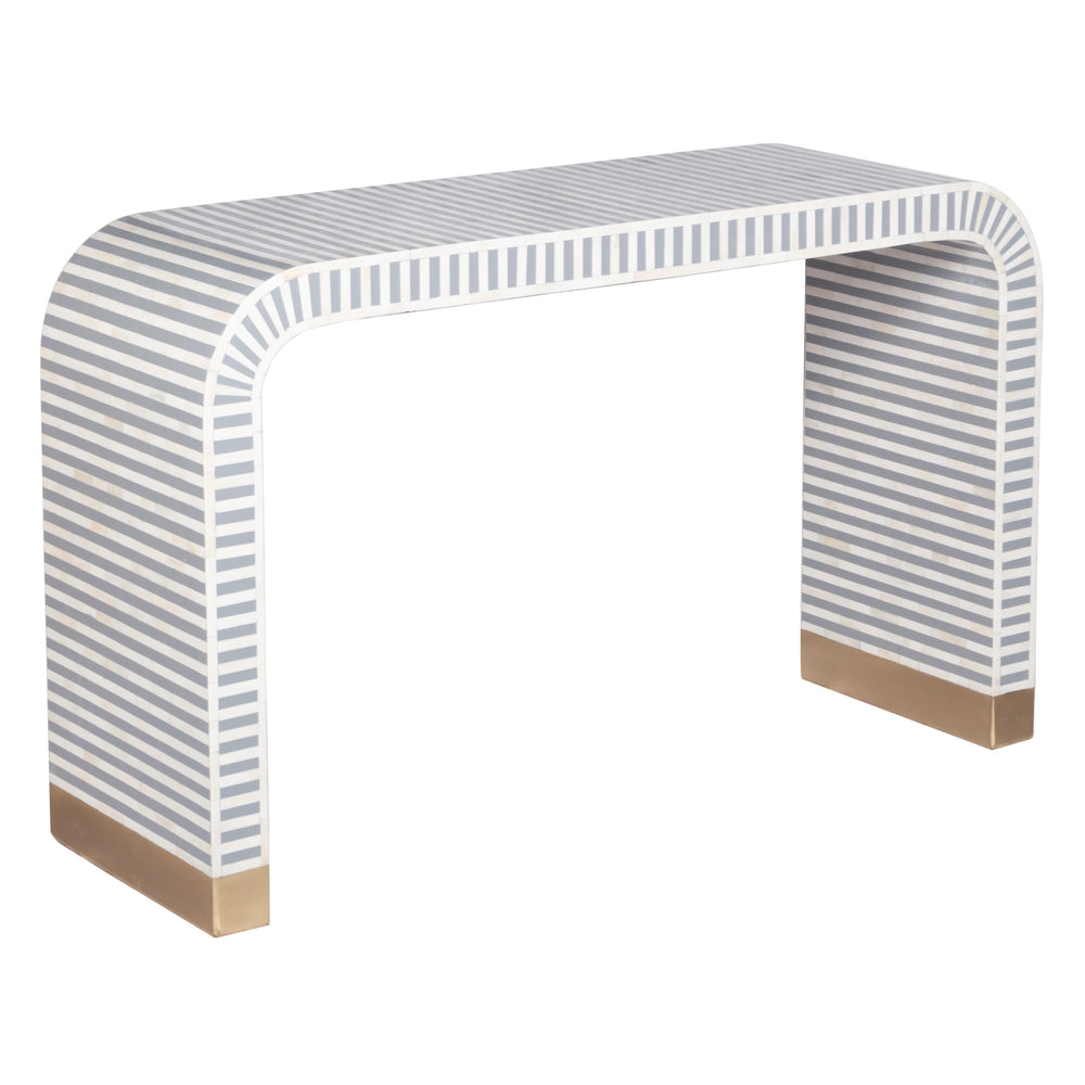 Bone Inlay Waterfall Hall Table or Side Table - Light Grey Lines - Abacus and Hunt LLC