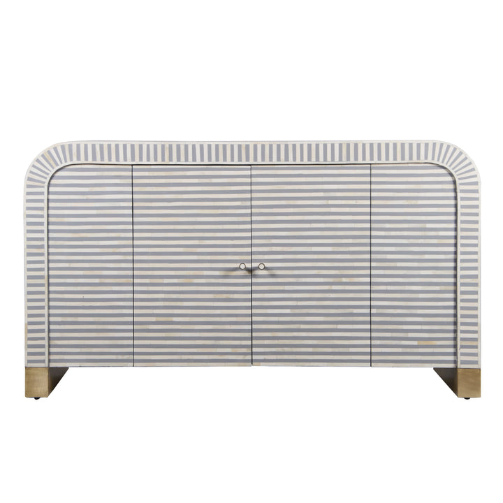 Bone Inlay Waterfall Buffet - Dark Grey Stripe - Abacus and Hunt LLC