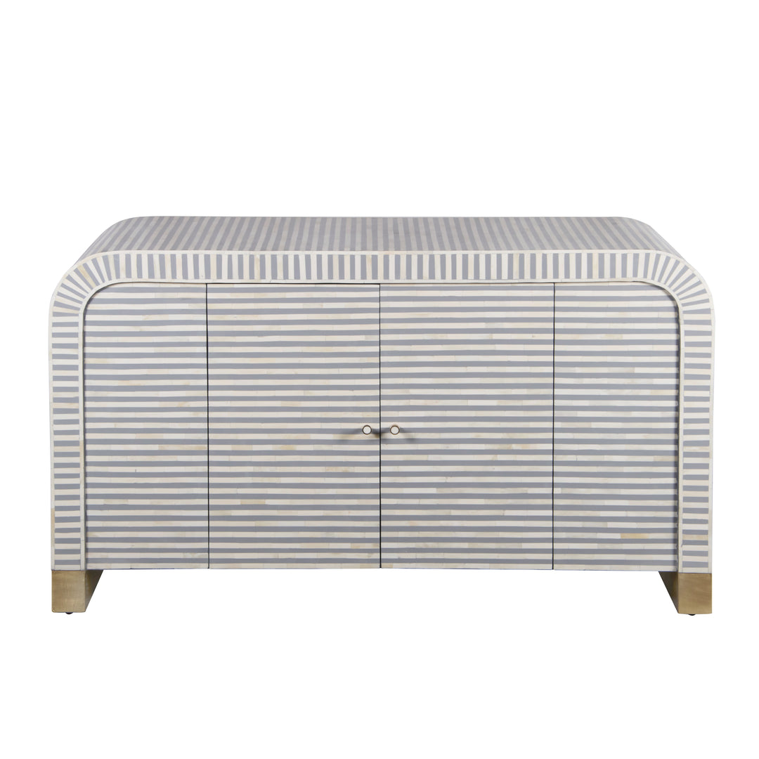 Bone Inlay Waterfall Buffet - Dark Grey Stripe - Abacus and Hunt LLC