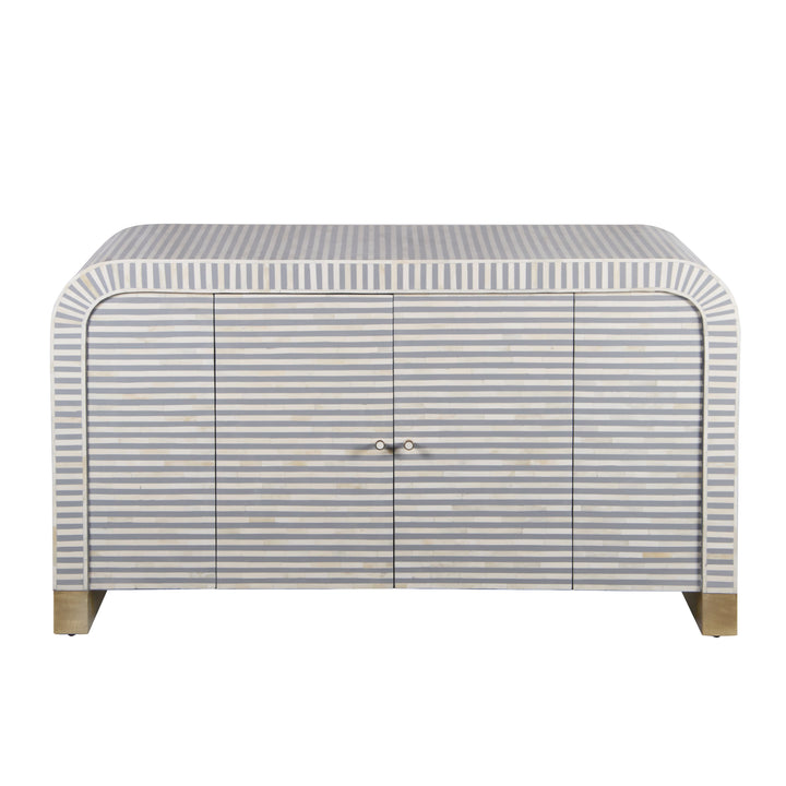 Bone Inlay Waterfall Buffet - Dark Grey Stripe - Abacus and Hunt LLC