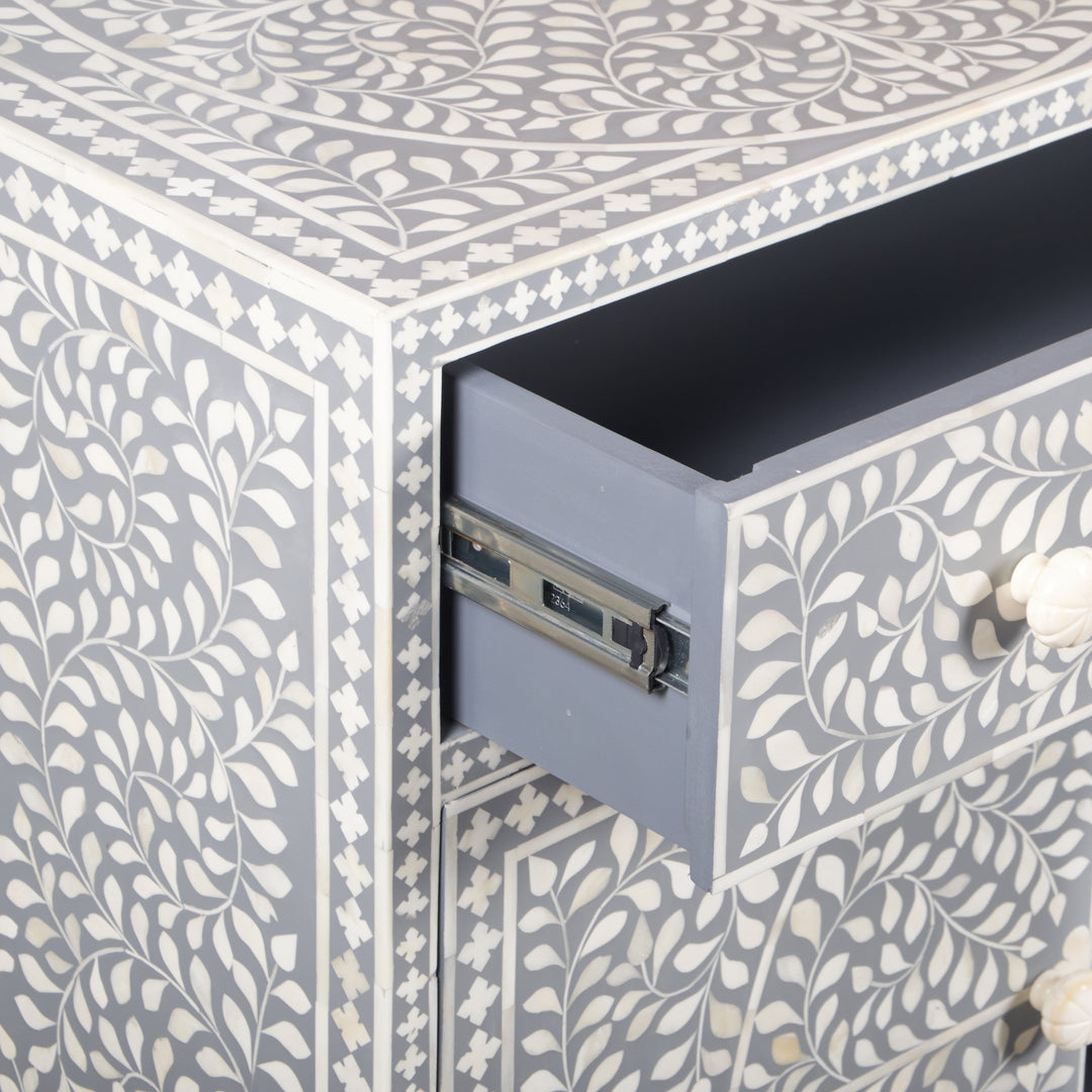 Bone Inlay Buffet - Light Grey Floral Scroll - Abacus and Hunt LLC