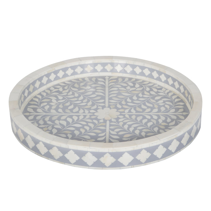 Bone Inlay Tray - Grey Floral