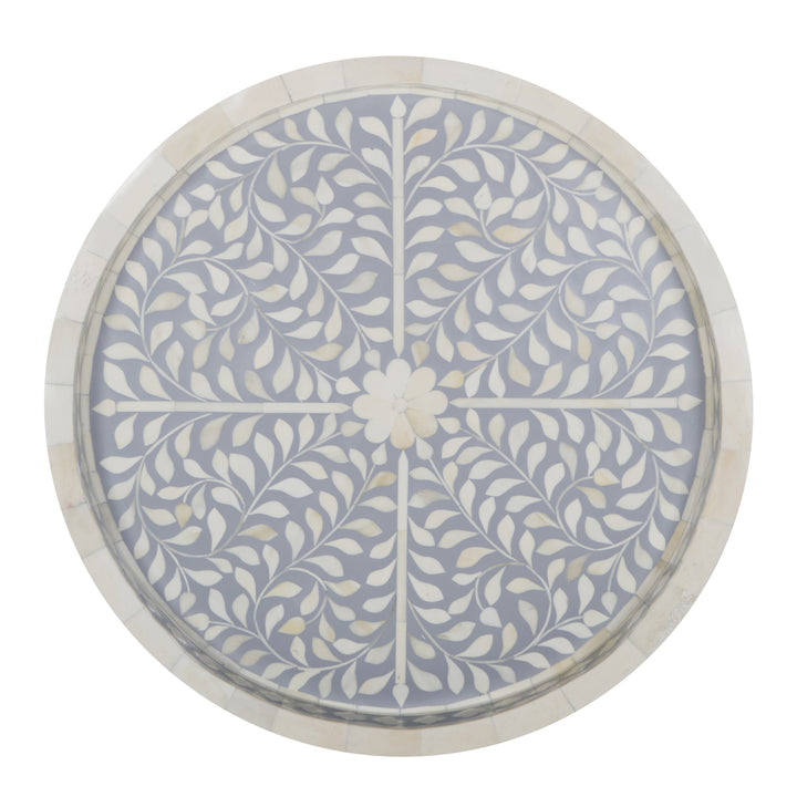 Bone Inlay Tray - Grey Floral