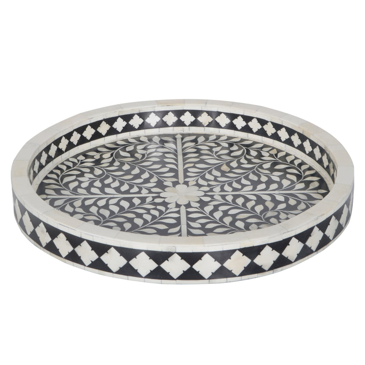 Bone Inlay Tray - Black Floral